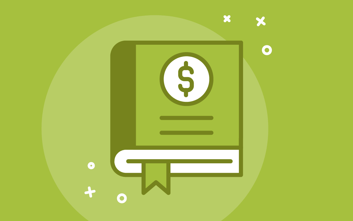 Illustration of a book with a dollar symbol on the cover, representing financial literacy and money education.