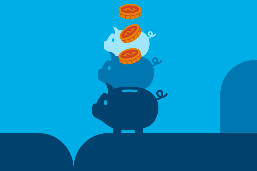 Graphic of a stack of piggy banks